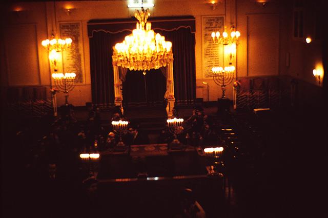 Interior view of the Great Synagogue, Casablanca, Morocco, 1976