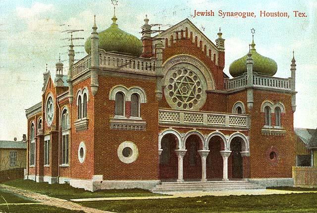 The Synagogue in Houston, Texas (USA). Postcard 1920s