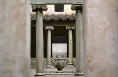 View from the East End of the Interior Hall towards the Courtyard of the Synagogue of Sardis. Model. The Oster Visual Documentation Center, ANU – Museum of the Jewish People