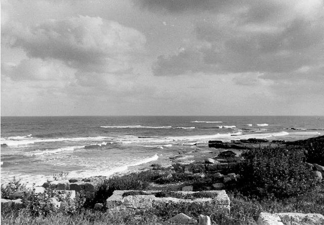 The beach in Caesarea, Israel, 1960s The beach in Caesarea, Israel, 1960s