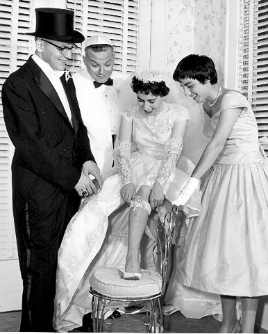 Bride preparing for her wedding, USA 1950s Bride preparing for her wedding, USA 1950s