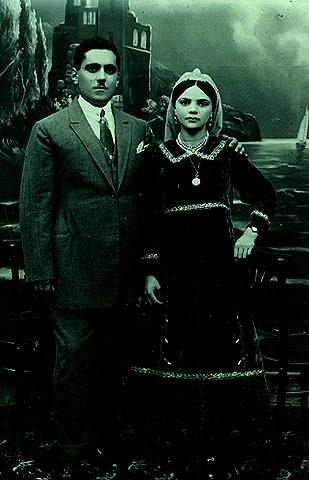Eliyahu Levian and his fiance' in their engagement photo, Mashhad, Iran 1920s