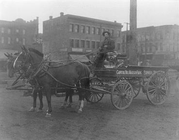 Member of the Gareshefsky family with his wagon, Seattle, Washington (USA), c1910