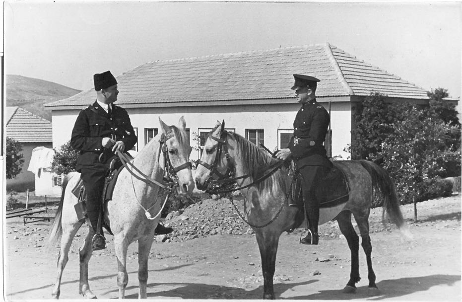 Jewish and Arab policemen patrolling on horseback, Tel Joseph, Eretz Israel 1935 Jewish and Arab policemen patrolling on horseback, Tel Joseph, Eretz Israel 1935