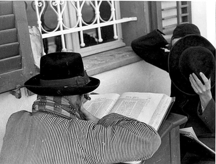 Studying the Talmud in Meir Ba'al Hanes Yeshiva, Tiberias, Eretz Israel, 1940s Studying the Talmud in Meir Ba'al Hanes Yeshiva, Tiberias, Eretz Israel, 1940s