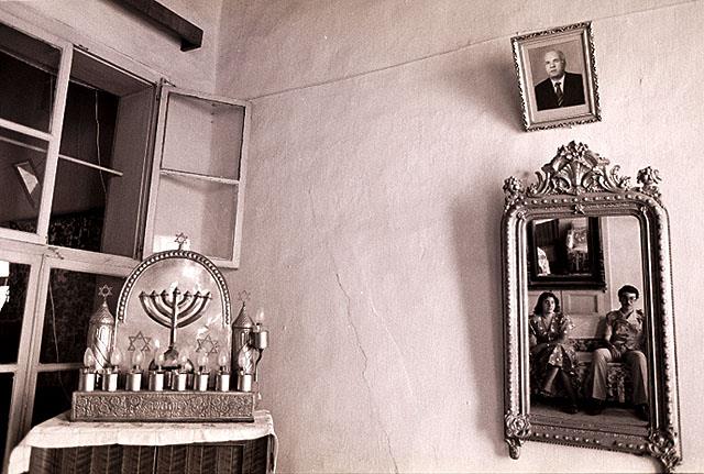 The Halevi family home during Hanukkah, Sidon, Lebanon, 1982