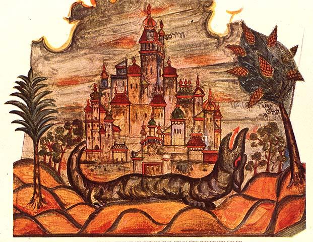 The City of Worms. Mural in the Synagogue of Mogilov, Belorussia 1923