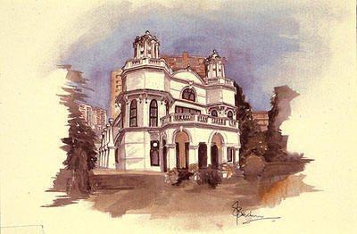 Rosh Hashanah greetings card showing Ohel Leah Synagogue in Hong Kong The Oster Visual Documentation Center, ANU – Museum of the Jewish People
