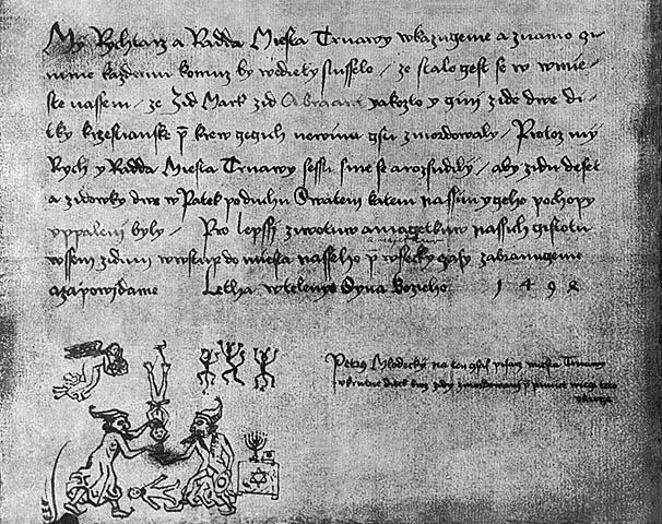 Document on the expulsion of the Jews from Trnava (Nagyszombat), 1498.