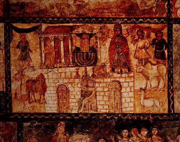 כהונת אהרון. פרט מציור קיר. בית הכנסת דורא אירופוס, סוריה 245 לספירה